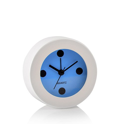 Florina White Alarm Clock with Blue Background 9cm RRP 9.99 CLEARANCE XL 4.99